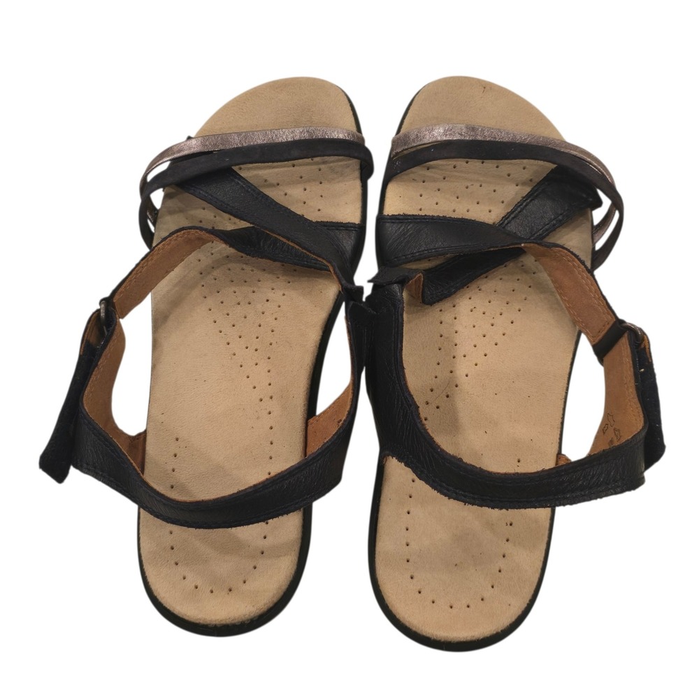 Hotter Flare II Leather Strappy Sandal Women US 7.5 EU 38.5 Black Pewter - Picture 10 of 10